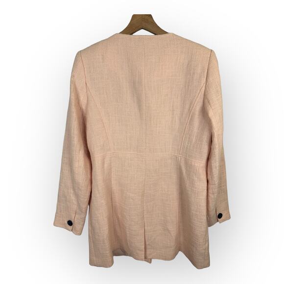 New Karl Lagerfeld Womens size 12 Long Button Front Jacket Blazer Sherbert Pink - Picture 2 of 14